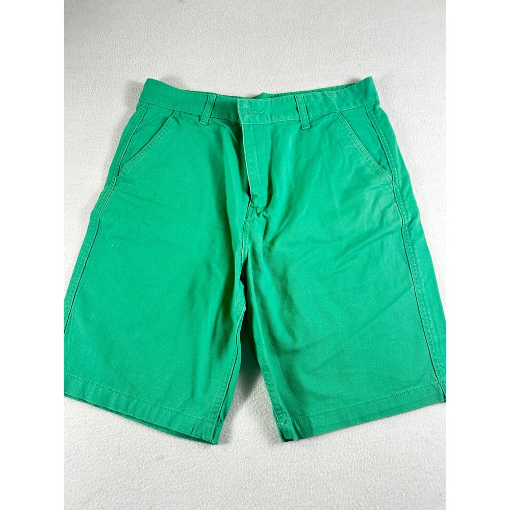 Faded Glory Mens Green Chino Shorts Size 34 Cotton Flat Front FM27378